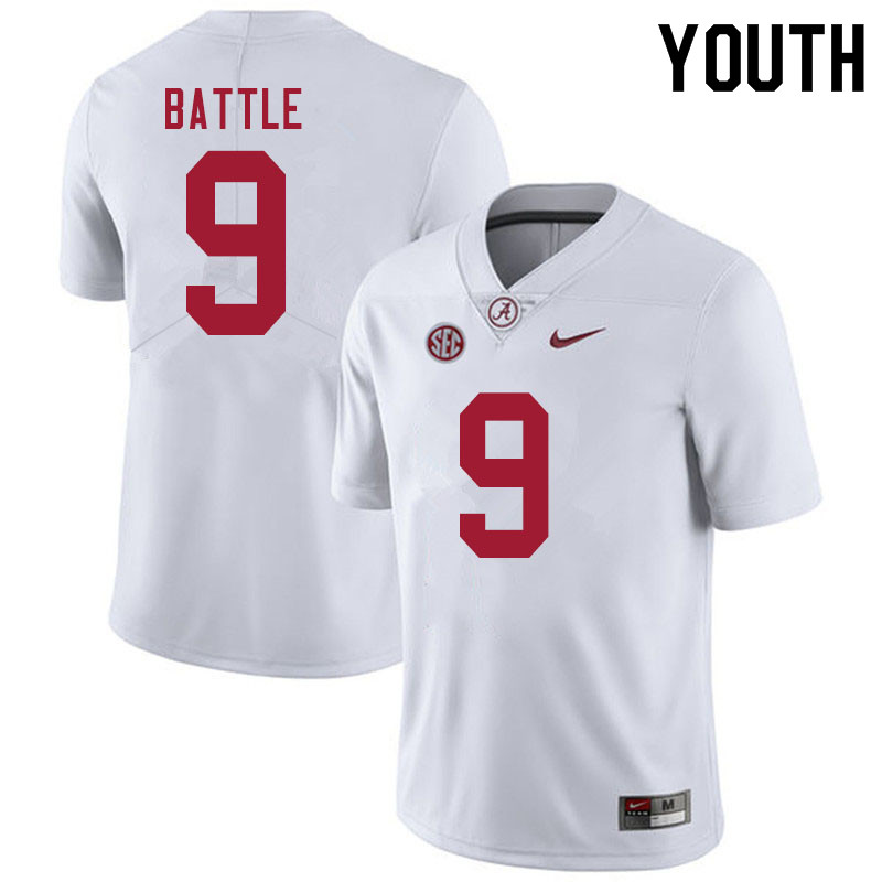 Youth #9 Jordan Battle Alabama White Tide College Football Jerseys Sale-White